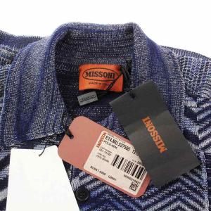 MISSONI タグ付き ニットポロシャツ 半袖 総柄 コットン 46 S 紺 ネイビー /KH