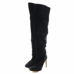 Gianvito Rossi ニーハイブーツ ピンヒール スエード 37.5 24.5cm 黒 ブラック /AN6