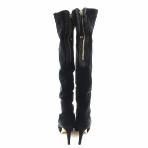 Gianvito Rossi ニーハイブーツ ピンヒール スエード 37.5 24.5cm 黒 ブラック /AN6