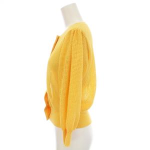 M'S GRACY ビジュー付きカーディガン メッシュ ニット 長袖 38 M 黄色 イエロー