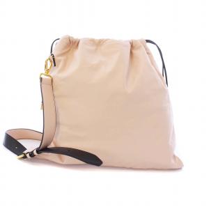 FENDI スリムクラッチ ミディアム ショルダーバッグ 2WAY ロゴ レザー ピンクベージュ 8BT338