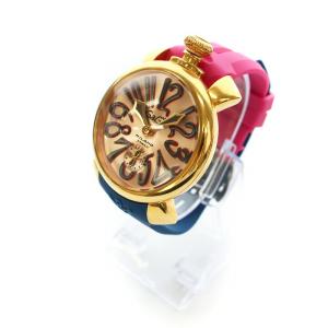 GaGa MILANO manuale48 腕時計 手巻き アナログ 2針 ウォッチ ピンク  ブルー 28186