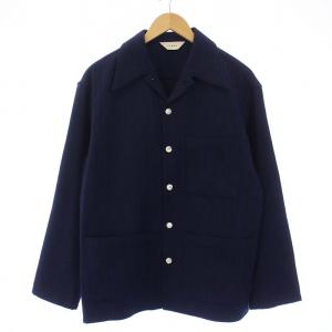 STRIPE OPEN COLLAR SHIRT ストライプ オープンカラーシャツ 長袖 1 S 紺 ネイビー