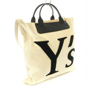 Y's ヨウジヤマモト トートバッグ ハンドバッグ ワンショルダーバッグ 2way キャンバス ロゴ刺繍 生成り 黒 ブラック