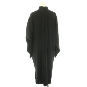 HYKE バンドカラープルオーバーワンピース ロング ミモレ ハーフボタン 長袖 2 M 黒 ブラック