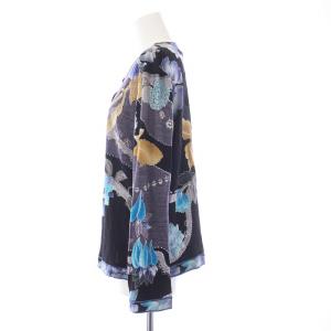 LEONARD Fashion カーディガン 長袖 ノーカラー ウール シルク混 総柄 42 XL マルチカラー 0369609