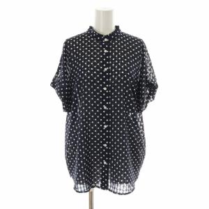 22SS シャツ ブラウス ドット 水玉 シアー シースルー ロールアップ フリル ビッグシルエット 半袖