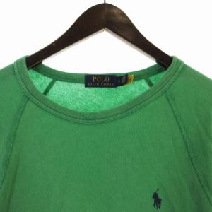 POLO RALPH LAUREN Tシャツ カットソー ロゴ 刺繍 ボートネック 長袖 M 緑 グリーン /RO
