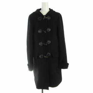 ダッフルコート ロング ウール フード 40 L 黒 ブラック /EE