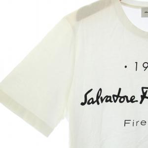 Salvatore Ferragamo Tシャツ カットソー ロゴプリント 半袖 クルーネック イタリア製 S 白 ホワイト 0746-001