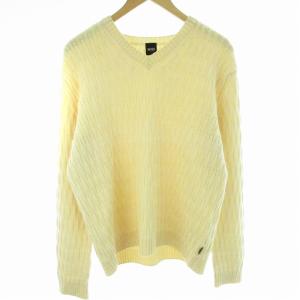 ニット セーター Vネック 厚手 長袖 L ベージュ