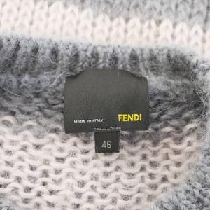 FENDI ニットプルオーバー ボーダー キッドモヘヤ 46 グレー ピンク