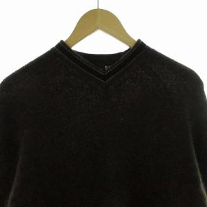 HUGO BOSS モヘアニット セーター Vネック 厚手 長袖 L 茶 ブラウン