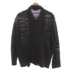 Yohji Yamamoto POUR HOMME ニットジャケット ジップアップ ウール 2 M チャコールグレー HD-T52-196