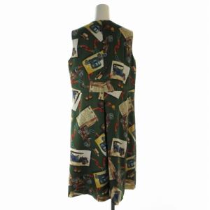 Lois CRAYON フレアワンピース ひざ丈 総柄 ノースリーブ M マルチカラー