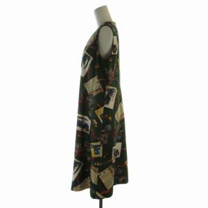 Lois CRAYON フレアワンピース ひざ丈 総柄 ノースリーブ M マルチカラー