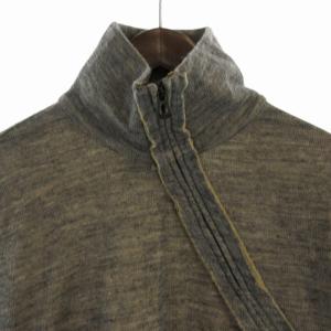 HUGO BOSS ニット セーター プルオーバー 変形 アシメ ハイネック 長袖 M グレー