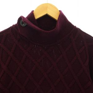 ARMANI COLLEZIONI ニット セーター 長袖 総柄 50 L 赤紫 ボルドー