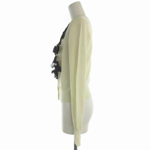 LANVIN en Bleu カーディガン ニット リボン クルーネック 長袖 38 アイボリー /EA