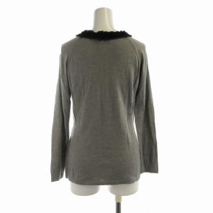 LANVIN en Bleu ニット セーター プルオーバー ビジュー装飾 フリル 長袖 グレー 3296817