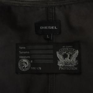 DIESEL モッズコート ロング丈 フード 切替 コットン レザー アウター L 緑 グリーン 茶 ブラウン /AN14