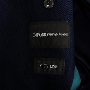 EMPORIO ARMANI テーラードジャケット ブレザー シングル コットン EU48 M 紺 ネイビー