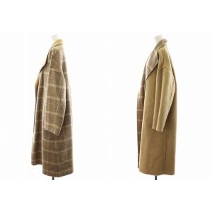 GALLARDAGALANTE 21AW チェックリバーシブルコート ロング丈 ウール F ベージュ 茶 ブラウン GGZ1012208A0010