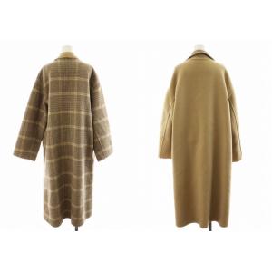 GALLARDAGALANTE 21AW チェックリバーシブルコート ロング丈 ウール F ベージュ 茶 ブラウン GGZ1012208A0010