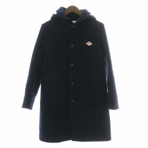 WOOL MOSEER COAT ウールモッサコート アウター ロング丈 フード 36 S 紺 ネイビー