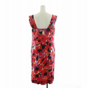 MAX MARA WEEKEND LINE ノースリーブワンピース ひざ丈 Iライン Uネック 総柄 バックオープン 42 L 赤 レッド /NQ