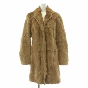 ファーコート 毛皮 アウター ロング丈 フック 38 S 茶 ブラウン /BB