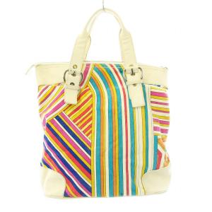 Emilio Pucci トートバッグ キャンバス レザー 総柄 マルチカラー 白 ホワイト