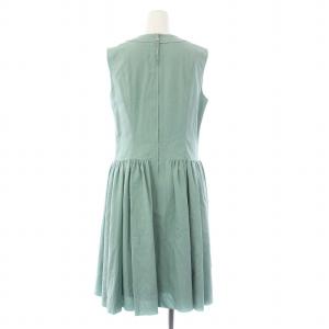 FOXEY NEW YORK ノースリーブワンピース ひざ丈 ギャザー 42 L 緑 グリーン