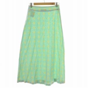 ISSEY MIYAKE フレアスカート ミモレ ロング ドット柄 総柄 2 M 水色 ライトブルー ベージュ