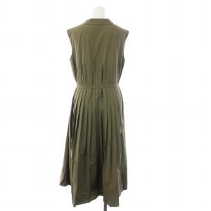 René シャツワンピース ノースリーブ ロング スタッズ プリーツ 38 L カーキ