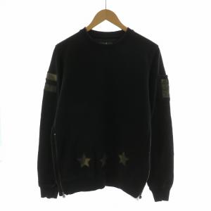 HYDROGEN スウェット トレーナー カモフラ 迷彩 長袖 プルオーバー サイドジッパー クルーネック M 黒 ブラック