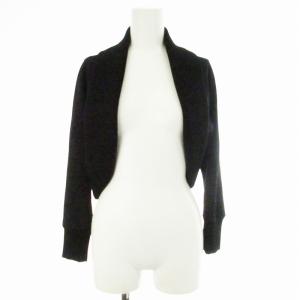 カーディガン ボレロ ショート丈 長袖 ウール 38 M 黒 ブラック