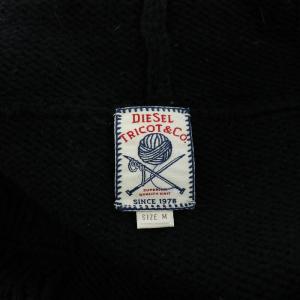 DIESEL ジャケット アウター ニット 切替 ジップアップ フード トグルボタン ウール M 黒 ブラック /BB