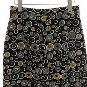 GRACE CONTINENTAL 19AW コーデュロイプリントスカート ロング タイト 水玉 ドット 総柄 38 M 黒 ブラック 19321094