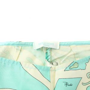 Emilio Pucci FIRENZE テーパードパンツ 総柄 シルク混 I38 S ミントグリーン 白 ホワイト