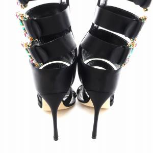 Sergio Rossi ロングブーツ ヒール ビジュー 36 23.0cm 黒 ブラック