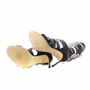 Sergio Rossi ロングブーツ ヒール ビジュー 36 23.0cm 黒 ブラック