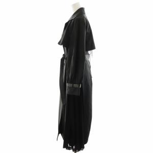 Ameri VINTAGE Balloon sleeve pleats trench トレンチコート ロング丈 プリーツ アウター F 黒 ブラック