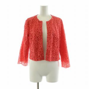 ジャケット オケージョン 七分袖 総レース ノーカラー 36 S 赤 レッド /NQ