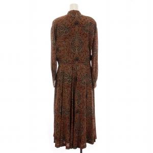 INGEBORG シャツワンピース ロング マキシ丈 ペイズリー柄 総柄 長袖 茶 ブラウン マルチカラー /YM