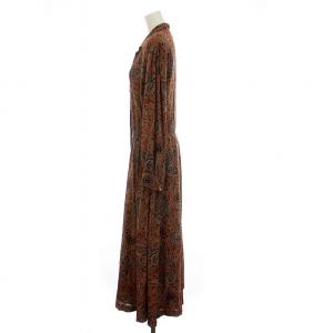 INGEBORG シャツワンピース ロング マキシ丈 ペイズリー柄 総柄 長袖 茶 ブラウン マルチカラー /YM
