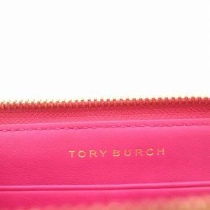 TORY BURCH 長財布 パイソン型押し ヌバックレザー ピンク