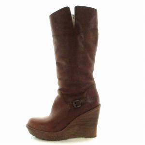 UGG australia ロングブーツ レザー ボア ウェッジソール 1003063 US10 26.5cm 茶 ブラウン 大きいサイズ