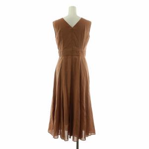 ANAYI ロング丈 強燃ボイルマルチフレアワンピース ノースリーブ ミモレ 36 S 茶 ブラウン