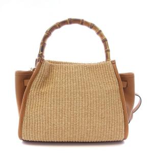 ANAYI タグ付き 23SS ハンドバッグ ショルダーバッグ 2WAY バンブーハンドル ベージュ /KH